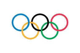 De Olympische vlag met de 5 ringen